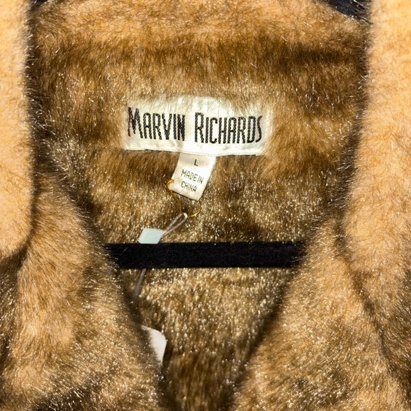 Vintage 1990’s Marvin Richards Blue Denim Jacket with Brown Faux Fur Trim Size L - Picture 2 of 4